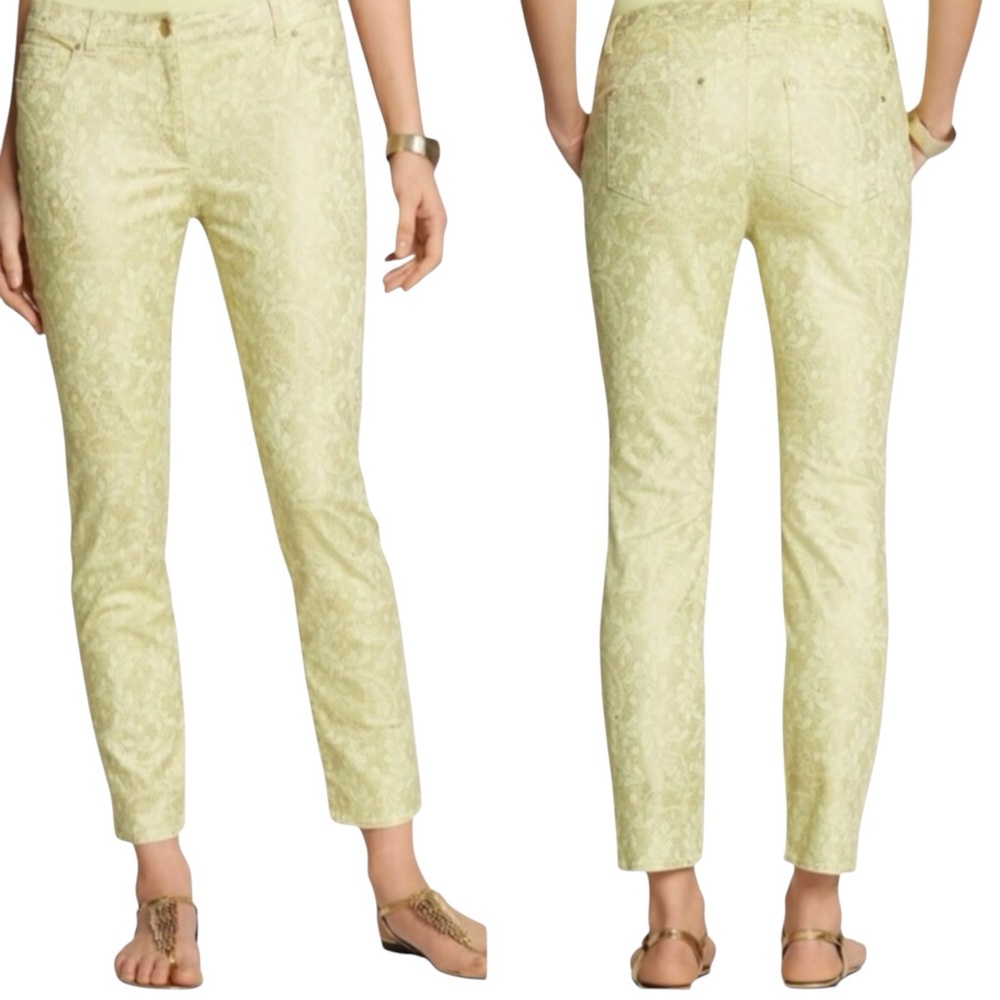 CHICO’s “The Ultimate Fit” Patterned Pants in Yellow/Gold Size 16 — NEW WITH TAG - Picture 1 of 7